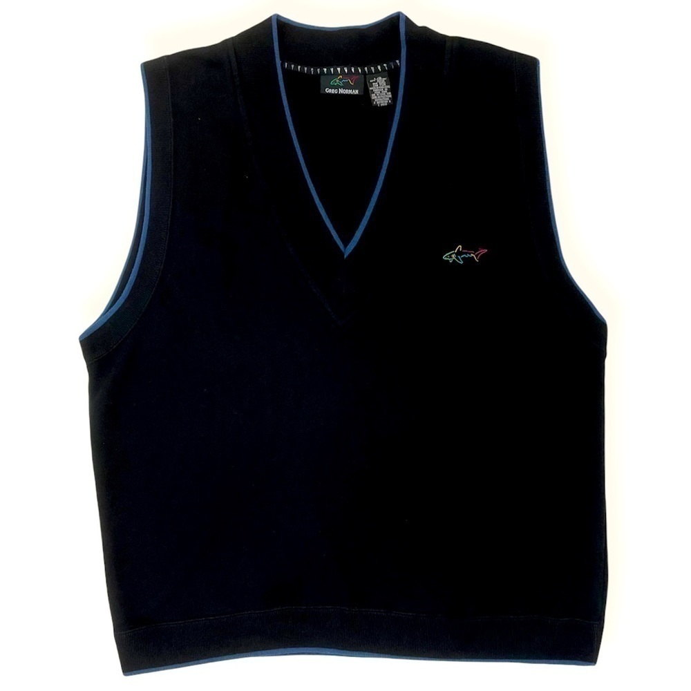 Greg Norman Cotton Knit C-Neck Golf Vest, Lg